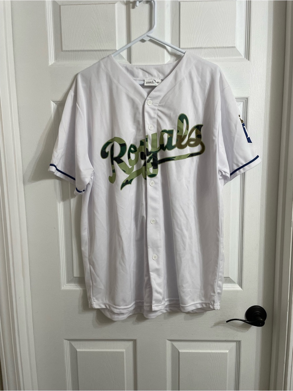 White Royals Camo Script Baseball Jersey
